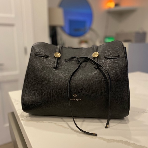 nanette lepore shoulder bag with tie detail | Black and gold. - Picture 6 of 9